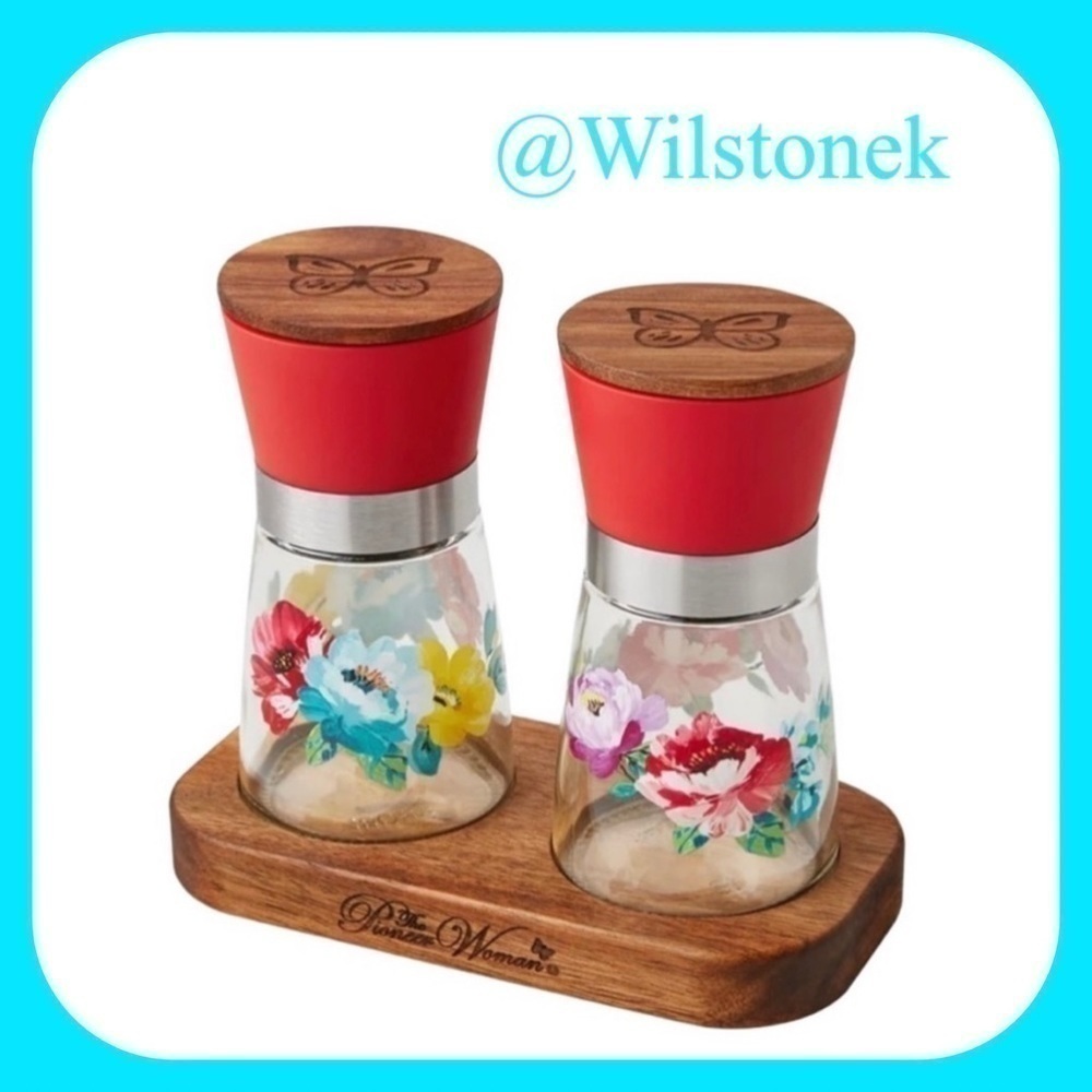 The Pioneer Woman Fancy Flourish 3-Piece Salt & Pepper Grinder Set: Red